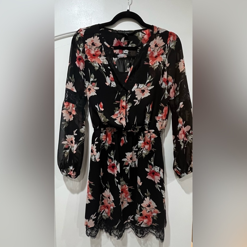 White House Black Market sheer mini dress with slip